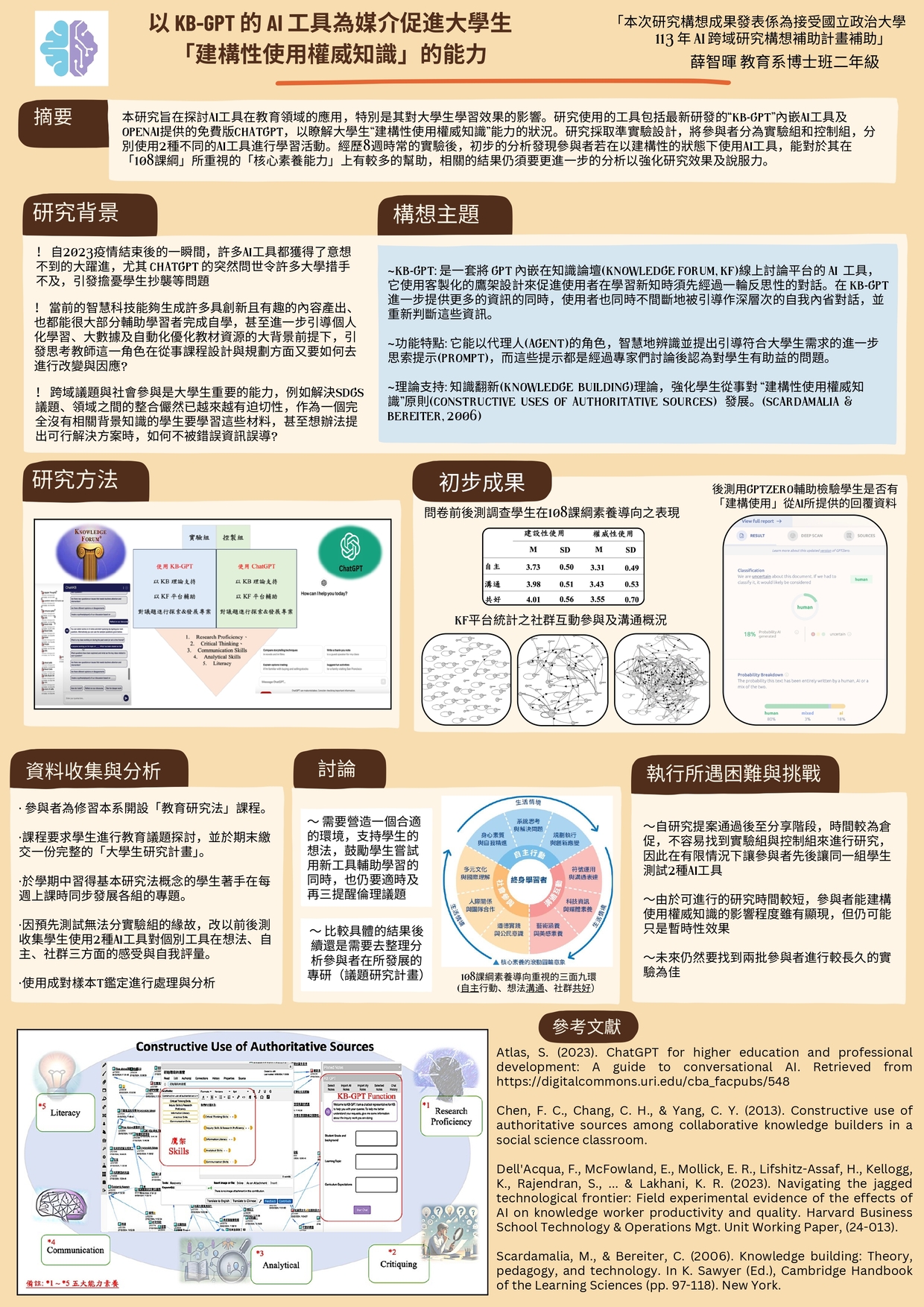 以 KB-GPT 的 AI 工具為媒介促進大學生「建構性使用權威知識」的能力